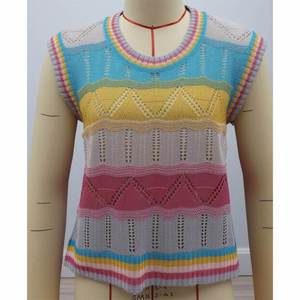 2026 Wholesale Knitted Summer Design Colorful Hollowed Out Knitted Women Vest Sleeveless <strong>Top</strong> <strong>rainbow</strong> Women Knit <strong>Top</strong> - Product Image 1