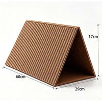 Griffoir pour chat pliable moderne en forme de triangle, en liège et papier ondulé, design peu encombrant pour chats d'intérieur