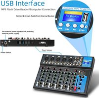 Console de mixage audio professionnelle à 7 canaux en métal F7 avec effets intégrés, égaliseur 3 bandes, Bluetooth/USB, enregistrement USB, pour usage domestique ou en bar