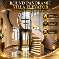 Ascenseur Circulaire Panoramique à 360 Degrés Entièrement en Verre pour Villa de Luxe, Utilisation Intérieure Résidentielle