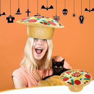 Chapeau de pizza amusant et original pour adultes (hommes et femmes) – Idéal pour Noël, Halloween, fêtes costumées et soirées déguisées - Product Image 3