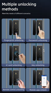 חם למכור tuya & tlock מנעול דלת זכוכית טביעת אצבע עם כרטיס מפתח אפליקציה מרחוק לפתוח מסגרת מסגרת זכוכית הזזה מנעול דלת מסגרת - Product Image 6