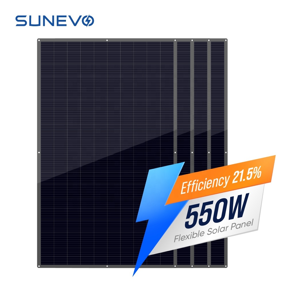 Sunevo Waterproof IP65 Bendable <strong>Flexible</strong> <strong>Solar</strong> <strong>Panels</strong> <strong>Kit</strong> <strong>12V</strong> 500W 550W Lightweight for Curved Surfaces RV Van Truck Marine