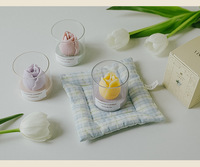 Lilin Aroma Bunga Tulip 3D Grosir dalam Gelas Kaca Bening, Lilin Dekorasi dari Lilin Kedelai, Lilin Beraroma Terbaik untuk Dekorasi Meja Rumah