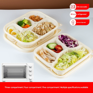 Boîte à lunch écologique en amidon de maïs, emballage alimentaire jetable portable, boîte en plastique avec 5 compartiments - Product Image 3
