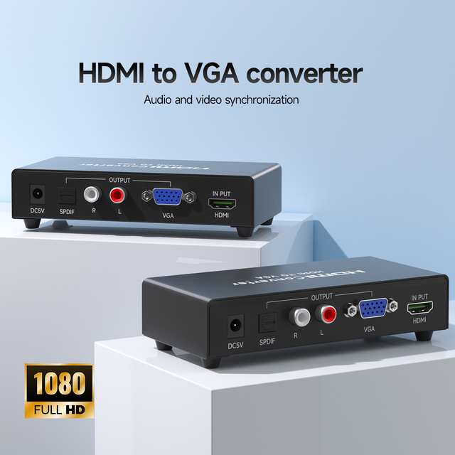Tonli for VGA Audio Spdif Converter-Industrial Grade 1080P Metal 1A Converts High-Definition Signal for Older Display Devices