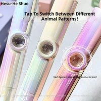 Stylo Gel Rétractable à Paillettes Dégradées Animaux Mignons CS Double Bille Faible Centre de Gravité 0,5 mm Anti-Stress
