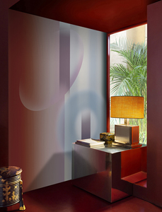 Carta <span class=keywords><strong>da</strong></span> Parati Murale Astratta Contemporanea con Design a Strisce Sfumate e Forme Organiche per Soggiorno e Hall d'Hotel, Resistente ai Graffi - Product Image 2