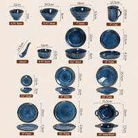 Platos para Ensalada Personalizados OEM, Cerámica con Esmalte Reactivo, Porcelana Retro con Relieve, Platos para Servir para Restaurante, Venta al Por Mayor