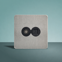 Interrupteur mural moderne de type 86 en acier inoxydable noir mat 250V, prise électrique pour la maison, le bureau et la cuisine