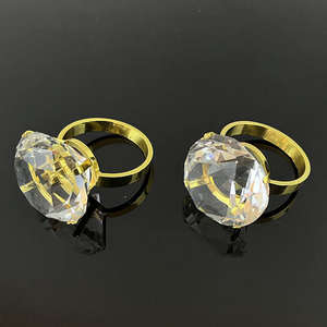 Nuevo anillo de servilleta de oro de boda de diamante de cristal transparente - Product Image 2