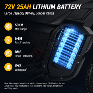 Moto tout-terrain électrique à moteur central haute performance 190 Nm, batterie 72V 25AH, 2500W sans balais, pour adultes, aventure extrême hors route - Product Image 4