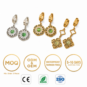 Pendientes de aro con diseño de flores vintage para mujer, estilo palaciego, joyería de acero inoxidable galvanizado retro, regalo de Navidad - Product Image 1