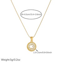 Collier classique avec pendentif boussole rond incrusté de zircon, plaqué or, en acier inoxydable, pour un usage quotidien