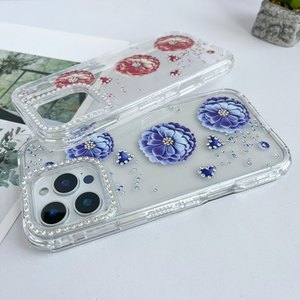 Hoa long lanh hoa thật sang trọng mới bán buôn đầy màu sắc chất lượng chống sốc Epoxy TPU khô cao trở lại mô hình điện thoại di động trường hợp - Product Image 6