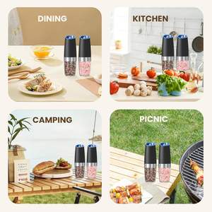 Molinillo de Pimienta Negro Recargable, Eléctrico, con Sensor de Gravedad, Juego de Sal y Pimienta con Base de Luz Azul, Frasco Individual de Plástico para Especias - Product Image 6