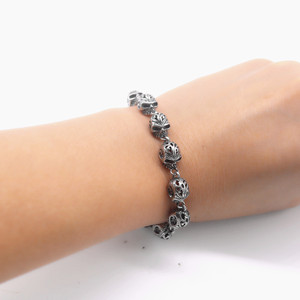 Pulsera con diseño de calavera yunnique, plata tibetana, unisex, diseño geométrico hueco, joyería de moda - Product Image 4
