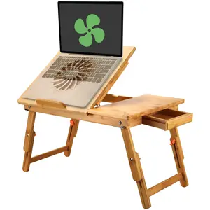 Combohome <span class=keywords><strong>Plateau</strong></span> de lit <span class=keywords><strong>pour</strong></span> <span class=keywords><strong>ordinateur</strong></span> portable grande taille, table de lit réglable en bambou avec ventilateur USB, <span class=keywords><strong>plateau</strong></span> de lit <span class=keywords><strong>pliable</strong></span> avec tiroir <span class=keywords><strong>pour</strong></span> <span class=keywords><strong>ordinateur</strong></span> - Product Image 1