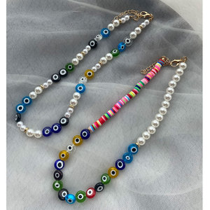 2025ที่มีคุณภาพสูงใหม่ทันสมัยผู้หญิงสาวๆลูกปัดสีฟ้าโช้คเกอร์เครื่องประดับ Boho DIY โพลิเมอร์ดินมุกลูกปัดสร้อยคอโช้คเกอร์ - Product Image 2