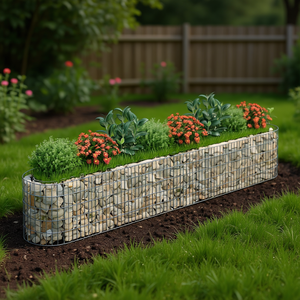 Cama elevada de gabiones de hierro galvanizado plateado, grande y robusta, para jardín - Product Image 2