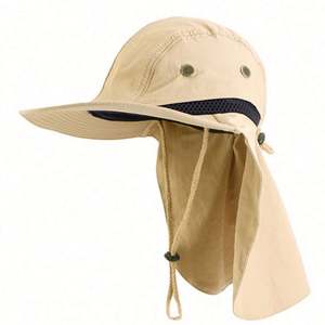 Chapeau de pêche unisexe en nylon et polyester UPF50+ avec logo personnalisé, large bord, maille respirante et protection nuque, idéal pour l'extérieur, les voyages et l'été – Vente en gros - Product Image 6