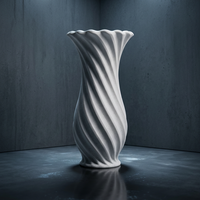 Vase en PLA marbré imprimé en 3D par FDM, spirale torsadée, forme organique, dessus évasé, décoration d'intérieur, OEM personnalisé