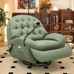 Poltrona Moderna Nordica Girevole a 360 Gradi, Sedia Relax con Braccioli, Divano Reclinabile in Tessuto o Pelle - Product Image 5