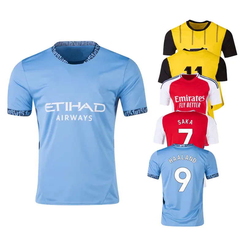New season 2425 Club Soccer Uniform Sets Football Jersey For Kids Green And White Retro Soccer Jersey Football Shirt 23/24