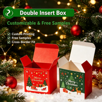 Boîte cadeau de Noël pliable en carton décoratif, emballage pour petits cadeaux et bonbons, impression personnalisée, logo OEM