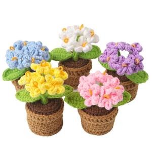 Fil fait à la main fini ne m'oubliez pas Simulation plantes en pot ornements de bureau créatifs décorations de plantation de voiture fleurs - Product Image 6