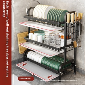 Nhiều Lớp Hai tầng kim loại lưu trữ nhà bếp giá cống món ăn và đũa hộp lưu trữ đa chức năng bộ đồ ăn món ăn giá - Product Image 2