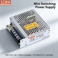 Alimentation à tension constante sans scintillement SZMW S-15W-12V 1.3A pour bande LED, mini boîte lumineuse et luminaires décoratifs d'intérieur
