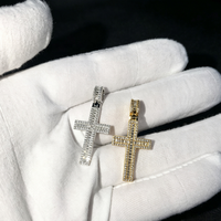 Pendentif Croix en Argent Sterling 925 de Haute Qualité, Bijoux Hip Hop, Moissanite Taille Baguette Couleur GRA D, pour Hommes, Cadeau de Fête, Usage Quotidien
