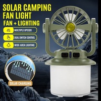 Lanterne solaire de camping Brightenlux, ventilateur rechargeable Type-C IP44, 2 vitesses, lampe de tente avec crochet dissimulé