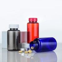 Botol kosong bentuk-bulat plastik PET 100ml Multi Warna terlaris untuk pil obat dengan tutup sekrup dan Sablon