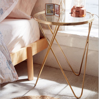 Table basse ronde en verre, métal doré, style européen, livraison gratuite