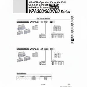 Soupapes de commande pneumatiques SMC Collecteur VV3PA5-41-021-03 - Product Image 1