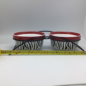 Bescera mangkuk hewan peliharaan, aksesori hewan peliharaan pola Zebra dengan Dudukan baja tahan karat, mangkuk anjing mewah dengan dudukan - Product Image 6