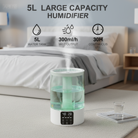 Vente directe usine – Humidificateur électrique ultrasonique 5L pour huiles essentielles avec lumière LED à changement de couleur, aromathérapie et désinfection pour la pièce