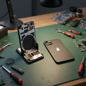 Coque arrière avec support métallique et objectif pour iPhone 14 Noir - Product Image 3