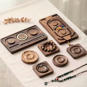 Bandeja de exhibición de joyas de madera de nogal, organizador cuadrado de madera maciza para pulseras de cuentas, para cuentas sueltas y accesorios - Product Image 5