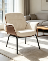 Fauteuil d'appoint commercial en bois courbé avec accoudoirs, revêtement en tissu, pieds en métal noir, chaise de loisirs pour hall d'hôtel, restaurant, mobilier de projet
