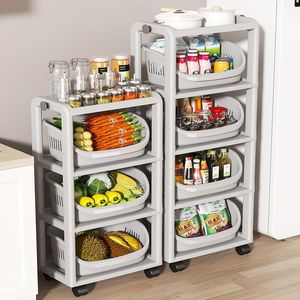 Kitchen <b>Storage</b> Rack 4 Layers With Wheels For <b>Vegetable</b> Fruit Condiment Organizing Cart - Product Image 2