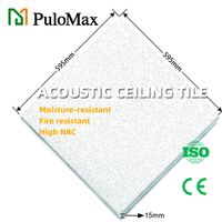 Panneau de plafond acoustique en laine minérale 600x1200, dalle de plafond en fibre minérale, bord carré, panneau de plafond suspendu
