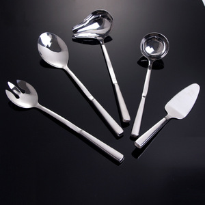 Lot de 5 couverts en acier inoxydable 304, comprenant cuillère, spatule <span class=keywords><strong>à</strong></span> gâteau et fourchette de service, pour restaurant - Vente chaude - Product Image 2
