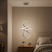 Lustre LED moderne en spirale chromé, à suspension longue, avec commande sans fil, CRI élevé 90, 3000K-6000K, 20W, pour la maison et l'hôtel