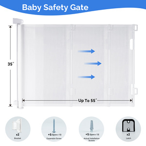 Barrière de sécurité rétractable pour bébé, barrière de sécurité en maille pour chiens et animaux domestiques, barrière de sécurité murale pour escaliers, portes, couloirs, clôture de protection pour enfants et animaux domestiques - Product Image 6