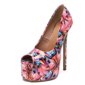 2026 Fish Mouth Open Toe Color Block Sexy Super High Heel Artificial Leather Summer Women's Stiletto <b>Sandals</b> - Product Image 5