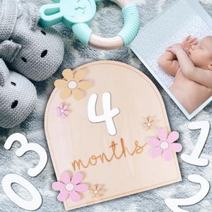 Tarjetas de madera para marcar los <span class=keywords><strong>meses</strong></span> del bebé de 1 a <span class=keywords><strong>12</strong></span> <span class=keywords><strong>meses</strong></span>, accesorios para fotos de recién nacidos, tarjetas de anuncio de nacimiento para baby shower, registro de crecimiento - Product Image 2