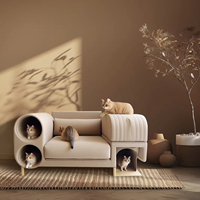 Maison pour chat moderne en bois-plastique imperméable, design niche d'arbre, lit luxueux et confortable, fermeture éclair, usage intérieur, fabriqué en Chine